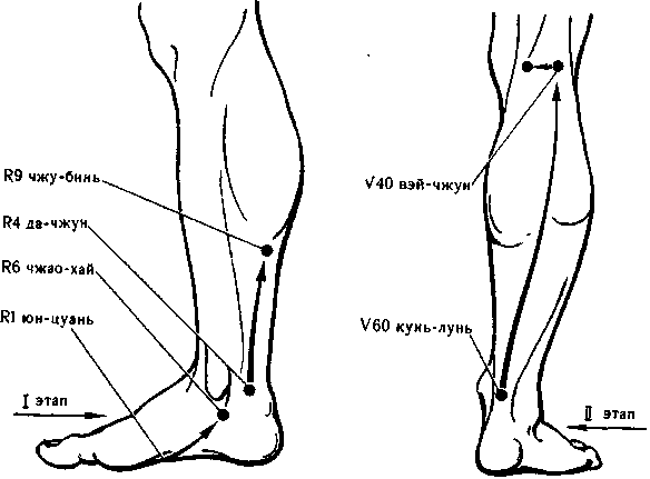60 точек. V60 точка акупунктуры. Точка Кунь Лунь расположение. Точка vb40 цю-Сюй. Точка Вэй Чжун.